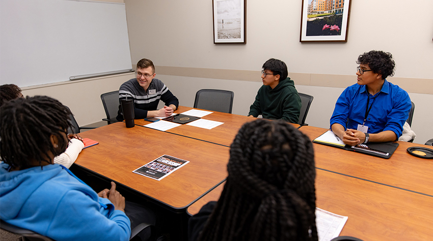 Students attending a breakout session Students attending a breakout session