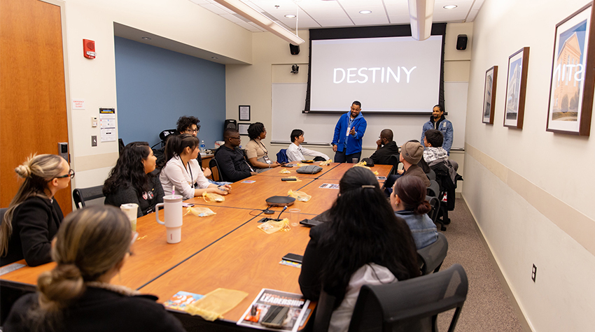 Students attending a breakout session Students attending a breakout session