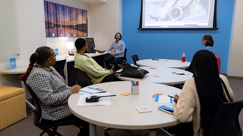 Students attending a breakout session Students attending a breakout session