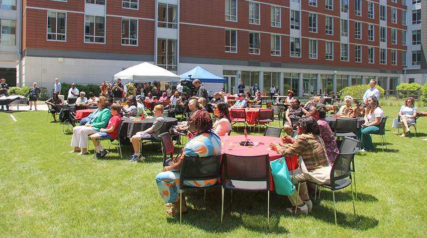 Attendees in the Res Quad on the Atlantic City campus Attendees in the Res Quad on the Atlantic City campus