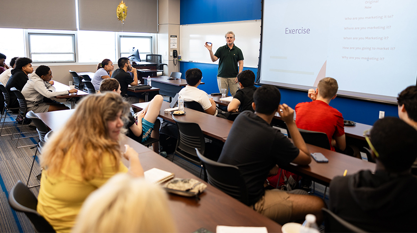 Brian Cahill during his presentation on marketing Brian Cahill during his presentation on marketing