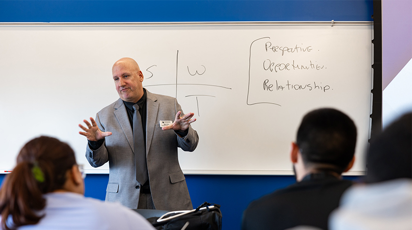 Mark Rizzo of the NJ Small Business Development Center at Stockton during his presentation on SWOT Analysis Mark Rizzo of the NJ Small Business Development Center at Stockton during his presentation on SWOT Analysis