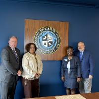 Senator Joe Cryan, Assemblywoman Linda Carter, Dr. Sass and President Joe