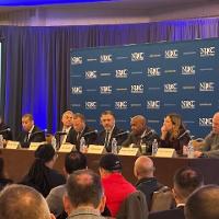 Gubernatorial panel: 
L to R
Jon Bramnick, Sean Spiller, Jack Ciattarelli, Josh Gottheimer, Bill Spadea, Ras Baraka, Mikie Sherrill, Steve Sweeney