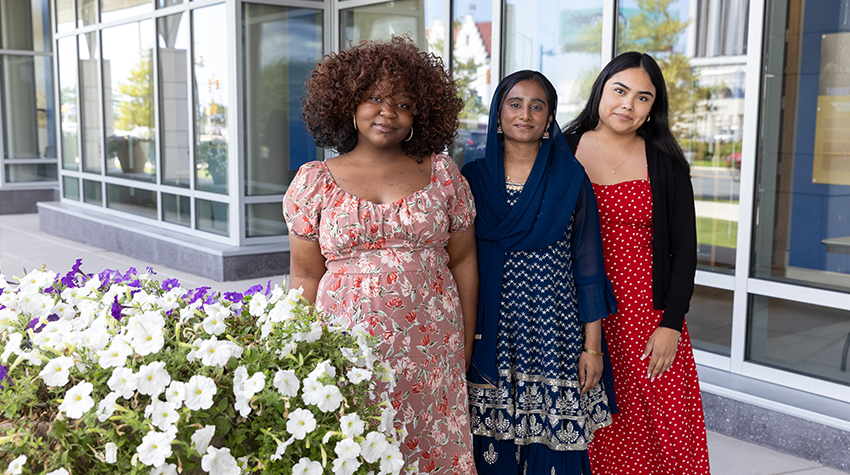 The fifth cohort of the ELSP: Betsaida Viljoint, Sadia Mihi and Dayanara Villanueva Abund. (Ziaul Hoque not pictured).  The fifth cohort of the ELSP: Betsaida Viljoint, Sadia Mihi and Dayanara Villanueva Abund. (Ziaul Hoque not pictured).