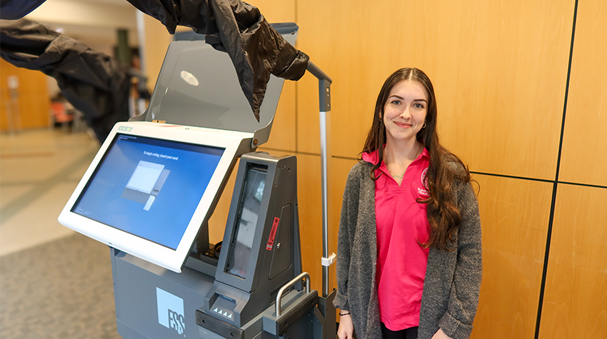 The Atlantic County Superintendent of Elections Office brought a voting booth to campus. The Atlantic County Superintendent of Elections Office brought a voting booth to campus.