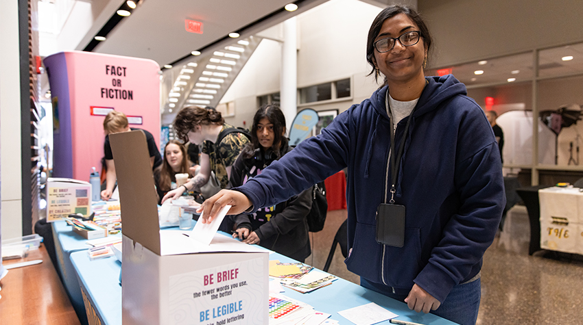 Students shared secrets anonymously for one of the fair's stations. Students shared secrets anonymously for one of the fair's stations.