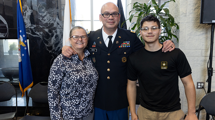 Mares with his family after the ceremony. Mares with his family after the ceremony.