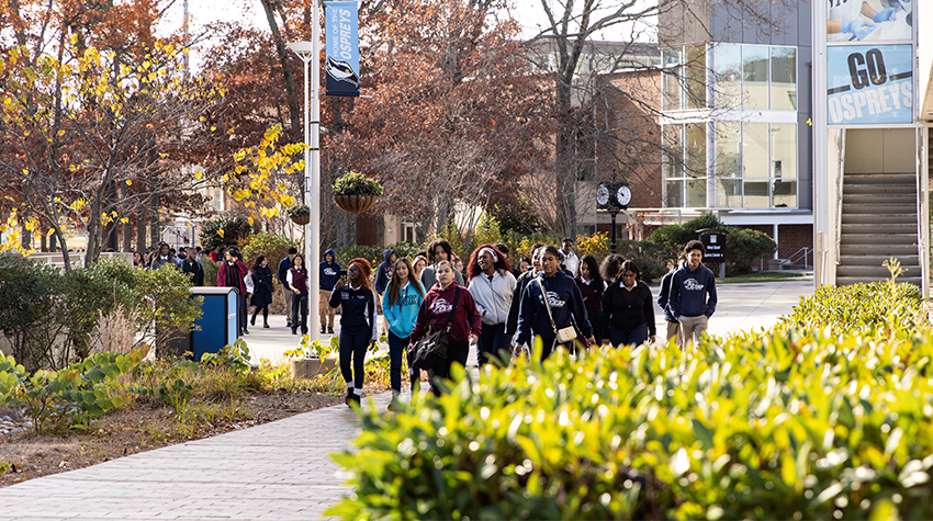 Students on a tour of the campus Students on a tour of the campus