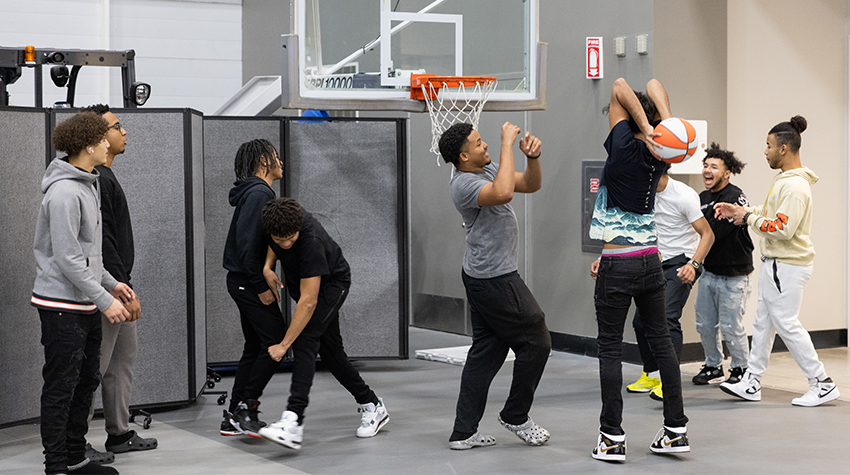 Students playing games after the formal program concluded Students playing games after the formal program concluded