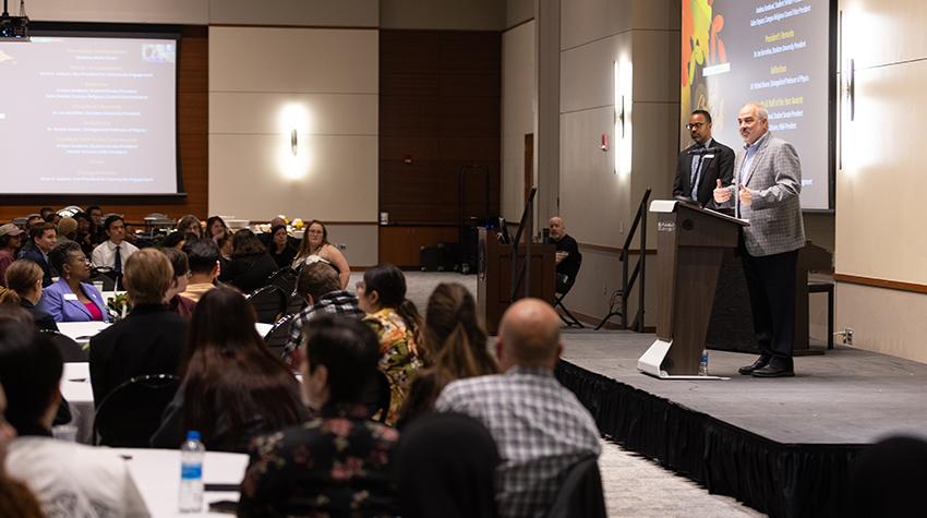 President Joe Bertolino and emcee Brian K. Jackson during the dinner President Joe Bertolino and emcee Brian K. Jackson during the dinner