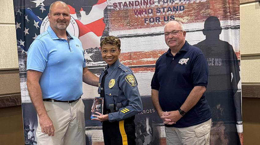 Chief Tracy Stuart accepting third place  Chief Tracy Stuart accepting third place