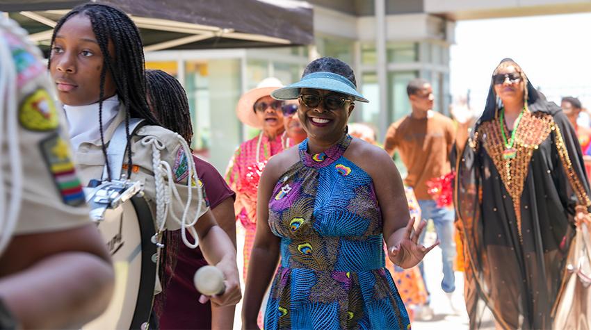 Terricita Sass, Stockton's EVP, gave a keynote speech following the parade. Terricita Sass, Stockton's EVP, gave a keynote speech following the parade.