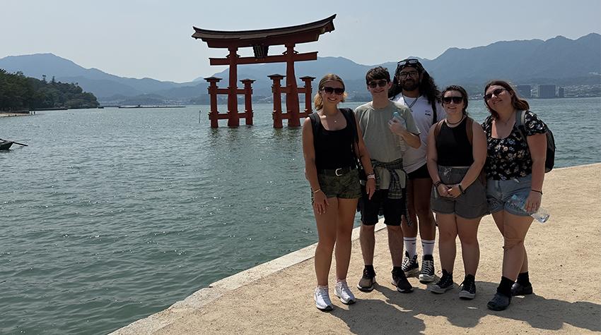 Five of the six students traveling through Japan. Five of the six students traveling through Japan.