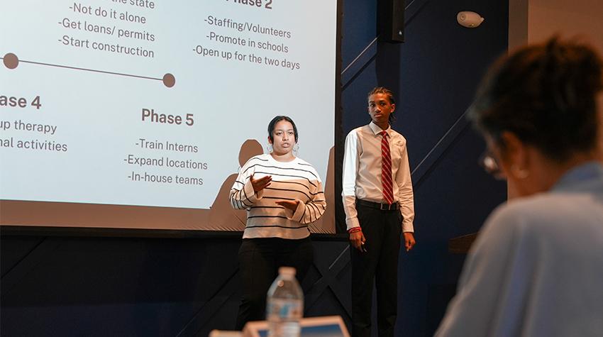 Students presenting their products Students presenting their products