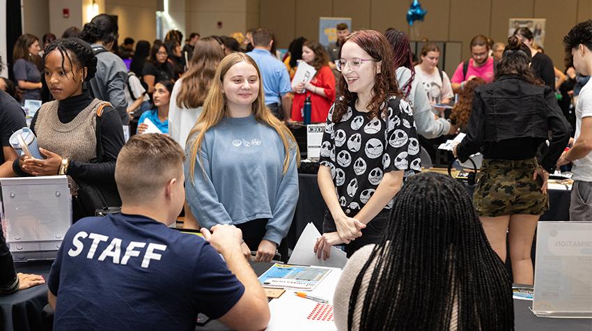 Students learning about on-campus opportunities Students learning about on-campus opportunities
