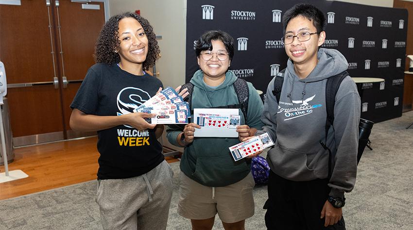 Students received boarding passes for a chance to win prizes in a raffle Students received boarding passes for a chance to win prizes in a raffle