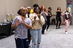 Africana Studies students take part in an African dance workshop celebrating rhythm, culture, and connection.