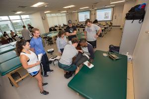 Small-group instruction helps students master evaluation and treatment techniques with close support from faculty mentors.