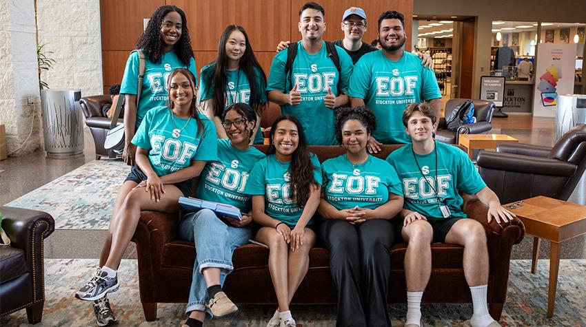 Students posing for a photo in their new EOF t-shirts Students posing for a photo in their new EOF t-shirts