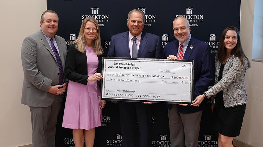 A check being presented for the Stockton Foundation A check being presented for the Stockton Foundation