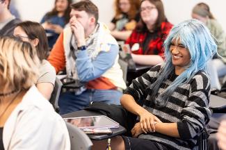 Students in a Stockton University Digital Studies class engaging with discussions on digital media, design, and emerging technology.