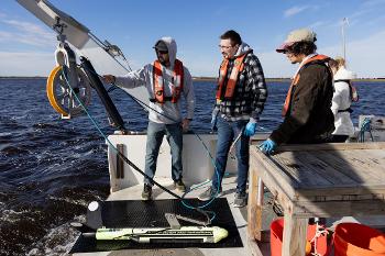 Students deploy oceanographic instruments in the field, gaining practical experience in marine data collection and analysis.