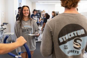 Stockton University Exercise Science students collaborate in active learning environments that prepare them for careers in health, fitness, and rehabilitation fields.