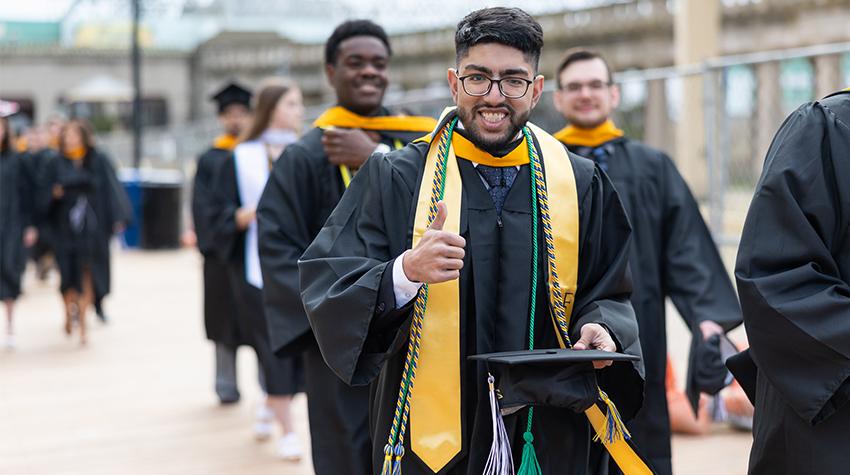 Graduating students who donated to their class gift received a green honor cord to wear proudly during their Commencement ceremony in May.