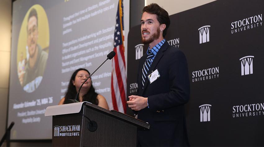 Alexander Eckmeder '25, MBA '26 during his remarks