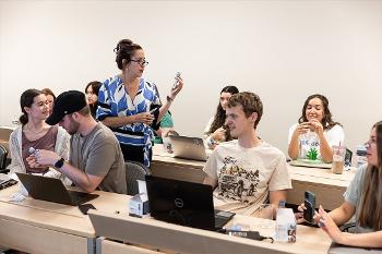 Speech-language pathology students take part in active classroom learning that connects course concepts with clinical practice.