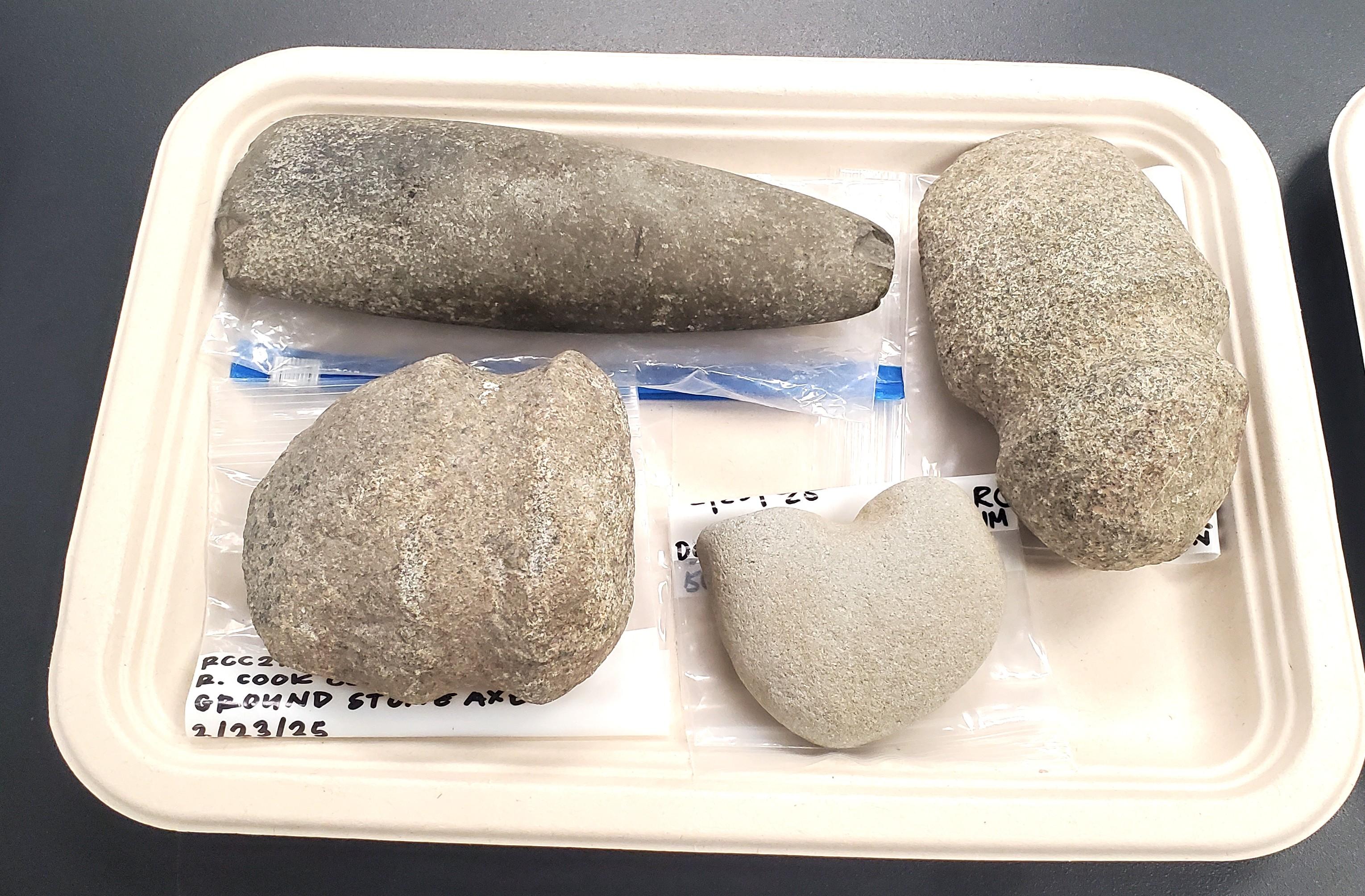 A tray of recovered artifacts