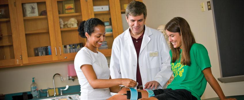 Student conducting knee treatment Student conducting knee treatment