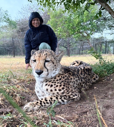 woman with cheetah