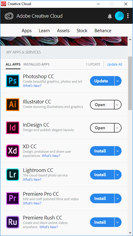 Install Creative Cloud apps