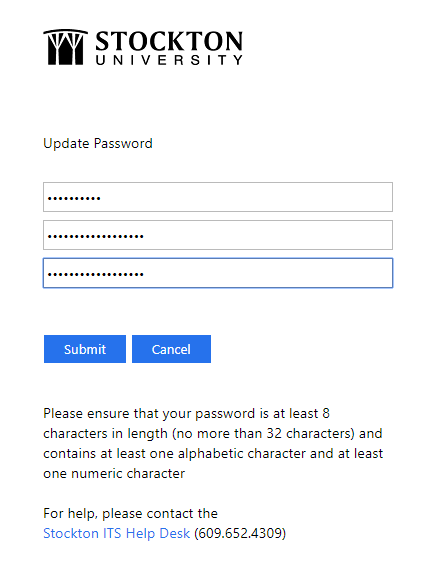 Enter old and new password