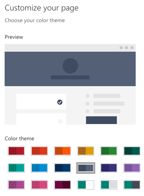 a screenshot of the Bookings color theme menu