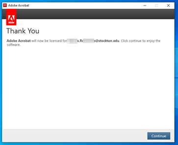 A screenshot of the page confirming a successful authentication and activation of Adobe CC.