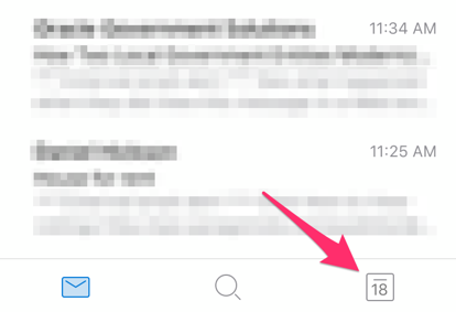 A screenshot showing the calendar icon in Outlook for iOS