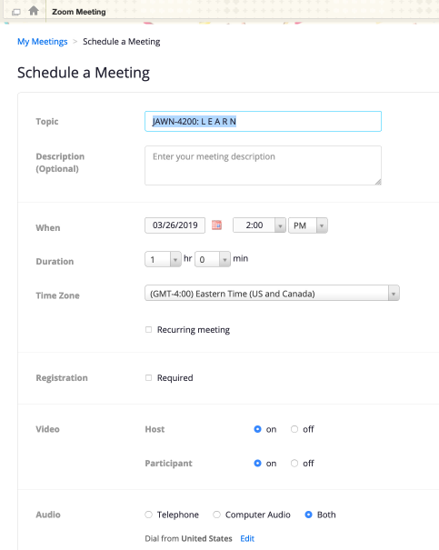 scheduled zoom meeting