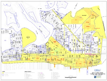 Map of Atlantic City with tourism districts highlighted