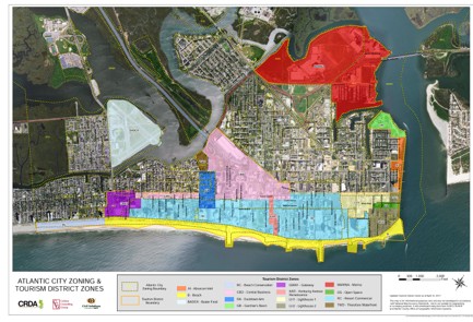 Map of Atlantic City CRDA Tourism District Zones Colored 