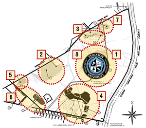 Map showing the location of the 8 core concepts