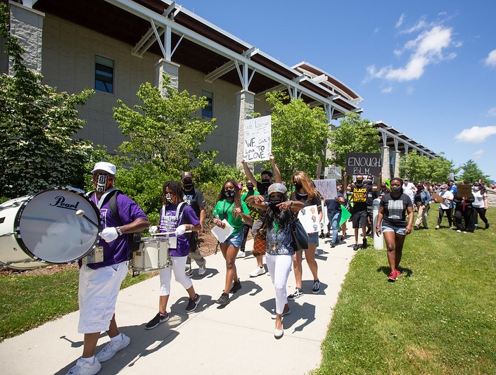 The Stockton University chapter of the NAACP, led by student Danielle Combs, organized a March for Justice on Juneteenth.