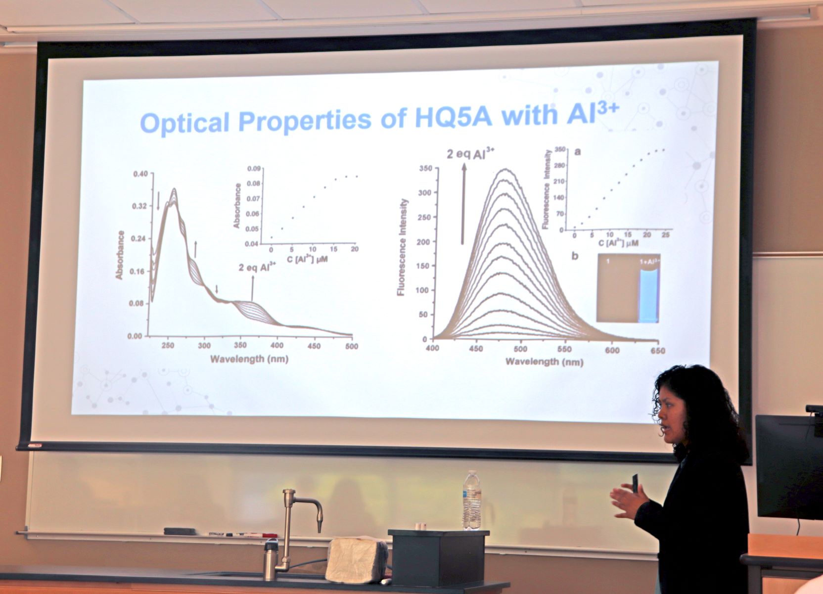 Dianareli Dolores of Atlantic City presents STEM research during the Research and Engineering Apprenticeship (REAP) Symposium at Stockton University.