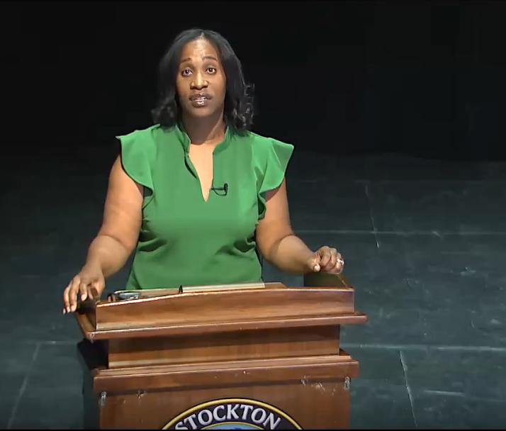 Dr. Donnetrice Allison, professor of Africana Studies at Stockton University, delivers remarks at the Fannie Lou Hamer Symposium