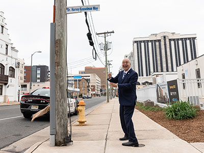 Harvey Kesselman unveiling sign