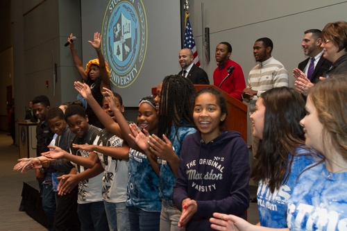 Community members from throughout southern New Jersey joined Stockton University students, faculty and staff on service projects designed to make a difference  both locally and globally during the university’s 12th annual Martin Luther King Day of Service, Jan. 18, 2016.