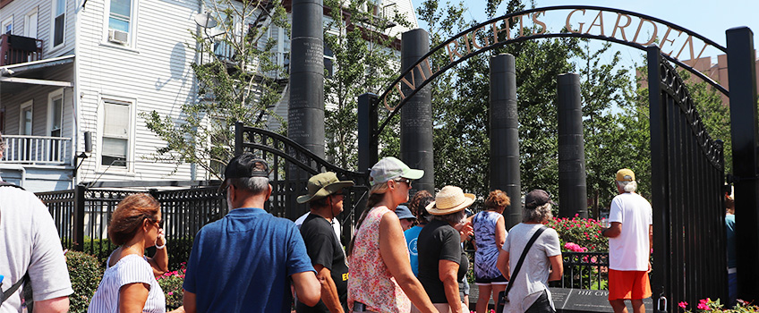 Participants entering Civil Rights Garden