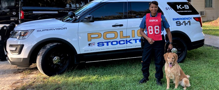 Lt. Tracy Stuart and Freya at the National Detector Dog Trials